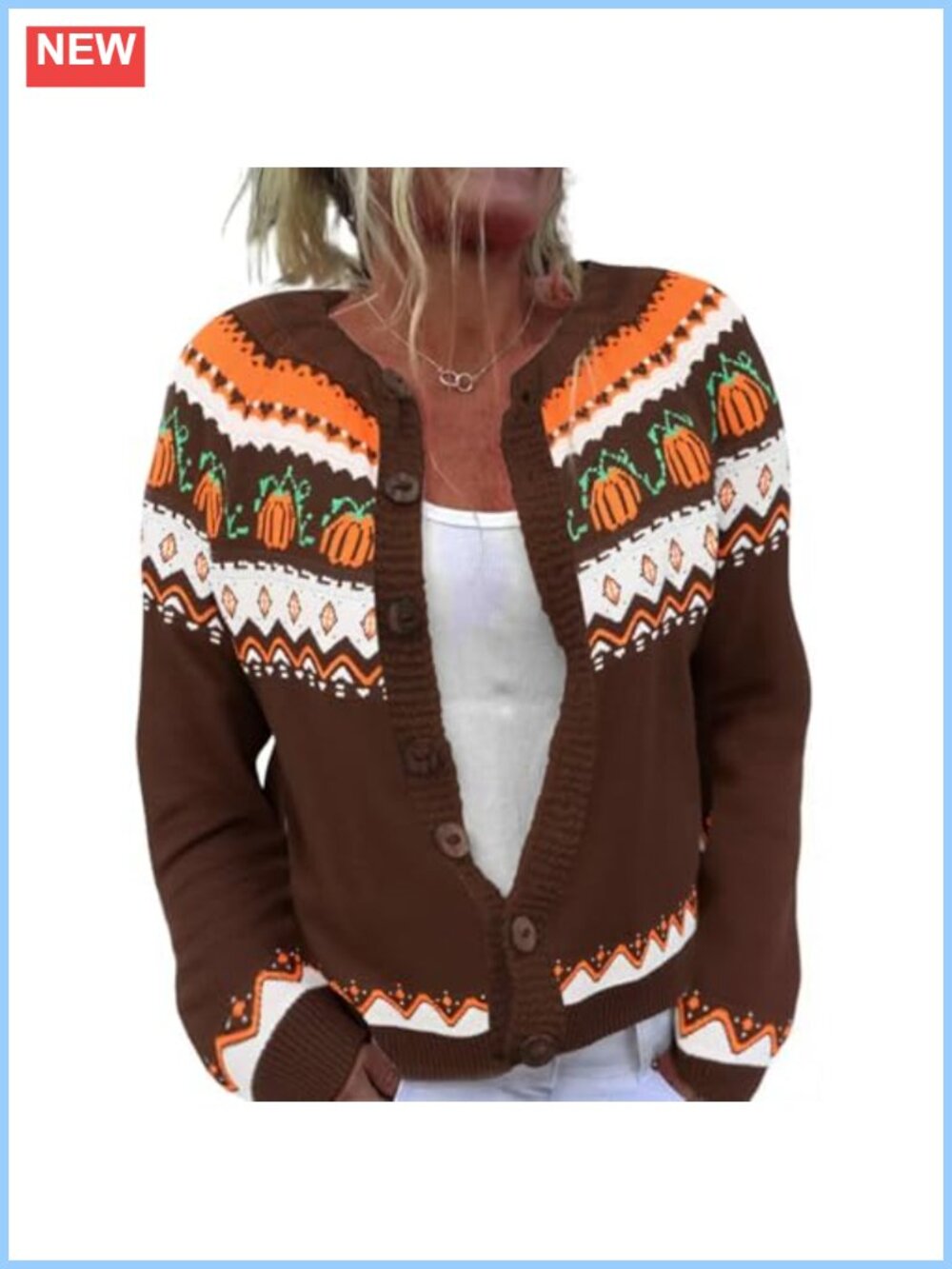 Women's Open Front Button Down Knit Cardigan Sweater Argyle Print